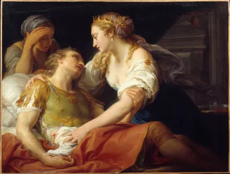 Der Tod des römischen Politikers und Feldherrn Marcus Antonius (Marc Antoine) (83-30 v. Chr.). Er starb in den Armen Kleopatras. (1708-1787), 1760, Brest, Museum der Schönen Künste