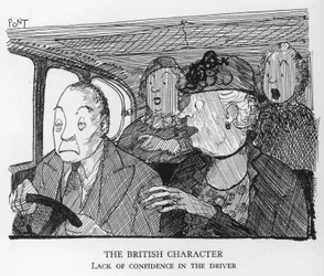 Der britische Charakter, Mangel an Vertrauen in den Fahrer (Lithografie)