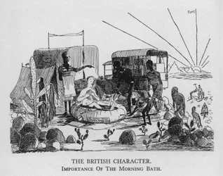 Der britische Charakter; Bedeutung des morgendlichen Bades (Lithographie)