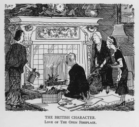 Der britische Charakter; Liebe zum offenen Kamin (Lithographie)