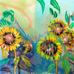 Lebendige Sonnenblumenblüten