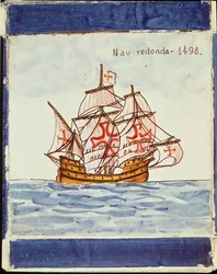 Azulejos-Fliese mit einem Schiff, aus Sagres, 1498