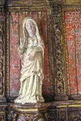 Geschnitzte Statue der schwangeren Jungfrau Maria, Lamego, Portugal, ca. 1562
