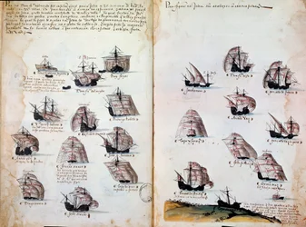Kriegsschiffe. Erinnerungen an die Flotten von Portugal unter König Manuel I. (1469 - 1521). Manuskript von 1505. Paris. BN