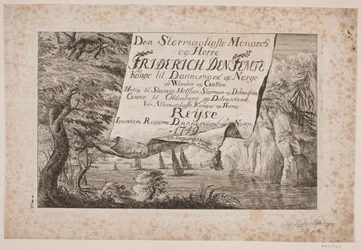 Titelblatt zur Reise von König Frederik V durch Dänemark und Norwegen 1749