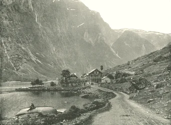 Telefonstation und Hotels, Gudvangen, Norwegen, 1895