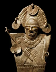 Präkolumbianische Kunst, Muisca-Kultur: Statuette einer Frau (Tunjo) in goldener Zeremonialtracht