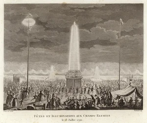 Fest und Beleuchtung auf den Champs-Elysees in Paris