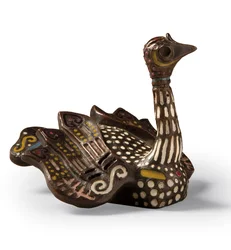 Ein Bronze- und Emaille-Papiergewicht in Form eines Schwans
