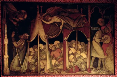 Die Geschichte von Hiskia, Rekonstruktion eines Wandgemäldes ursprünglich in der Painted Chamber des Palace of Westminster