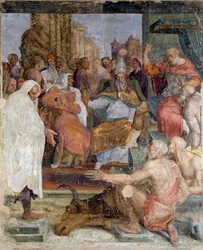 Geschichten von Papst Silvester und Kaiser Konstantin, von Prospero Fontana, Fresko, Saal, Palazzina della Viola, Bologna, Emilia-Romagna, Italien