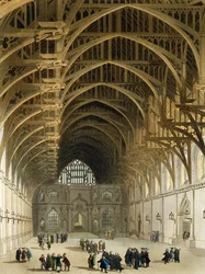 Westminster Hall, graviert von J. Bluck, veröffentlicht von R. Ackermann, 1809