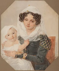Porträt der Gräfin Maria Nikolajewna Wolkonskaja mit Sohn Nikolai, 1826