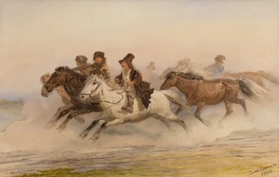 Die Nachtwache. Illustration für Skizzen aus einem Jägeralbum von I. Turgenew, 1867
