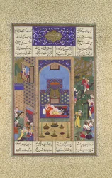 Die Hochzeit von Siyavush und Farangis, Folio 185v aus dem Shahnama Buch..., ca. 1525-30