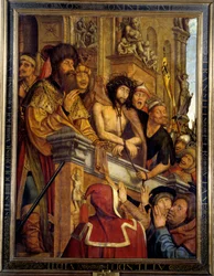 Ecce Homo Pontius Pilatus präsentiert Christus der Menge der Juden. Gemälde von Quentin Metsys (1466-1530) 16. Jahrhundert
