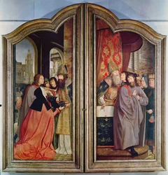 Die Heilige Sippe, oder der Altar von St. Anna, Detail der Rückseite der zentralen Tafeln, 1509