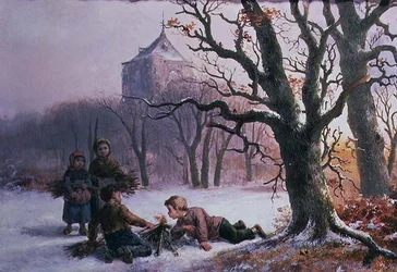 Kinder spielen im Schnee