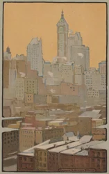 Das Singer-Gebäude von der Brooklyn Bridge, 1914
