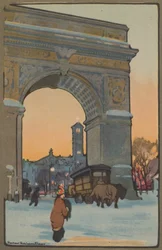 Washington Arch bei winterlicher Dämmerung, 1914