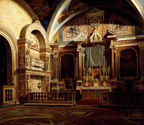 Innenraum von San Domenico Maggiore, von Raffaele Armando Califano Mundo (1857-1930)