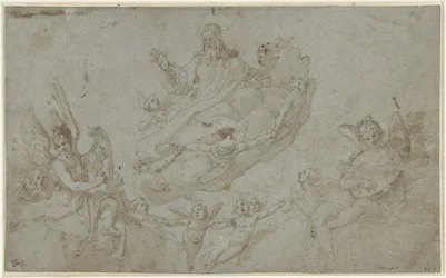 Gott der Vater mit musizierenden Engeln