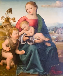 Madonna mit Kind und dem jungen St. Johannes, frühes 16. Jahrhundert, Raffaello Botticini