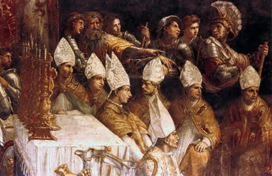 Die Krönung Karls des Großen (Detail), ca. 1514
