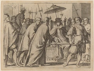 Margarete von Österreich in einer Sänfte getragen