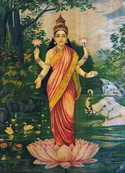 Lakshmi, von Raja Ravi Varma, 1930er, bearbeitet