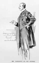 Mr. Harcourt zur Verteidigung, aus einem Artikel mit dem Titel 