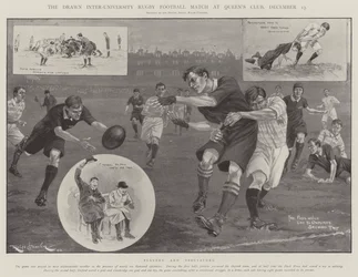 Das unentschiedene Inter-Universitäts-Rugby-Fußballspiel im Queen