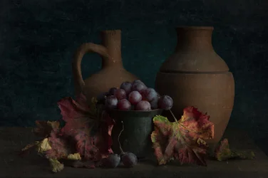 Herbst Trauben und Keramik