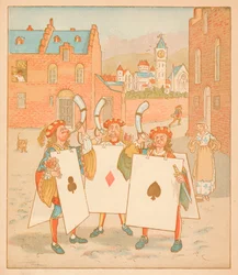 Hornbläser, die Spielkarten tragen, 1880