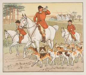 Der Jäger bläst sein Horn, aus The Hey Diddle Diddle Picture Book, veröffentlicht 1882