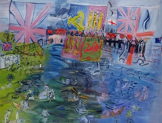 Henley-Regatta mit Fahnen