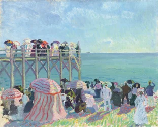 Der Strand und die Seebrücke in Trouville