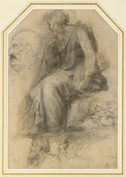 Ein männlicher Heiliger, sitzend (St. Paulus): Studie für die Disputa, WA1846.189 (Kohle mit Weißhöhung)
