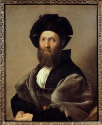 Porträt von Balthazar (Baldassare) Castiglione (1478-1529), italienischer Schriftsteller und Diplomat. Gemälde von Raffaello Sanzio, genannt Raphael (1483-1520)