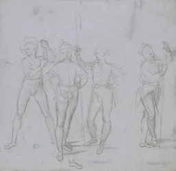 Gruppe von vier stehenden Soldaten, ca. 1503