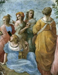 Der Parnass. (Detail). Fresko in der Stanza della Segnatura, ca. 1510-1511