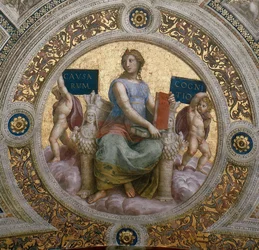 Die Philosophie. Deckenfresko in der Stanza della Segnatura, ca. 1510-1511