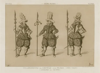 Hellebardenträger eines Fürstenzugs, 1615-1620