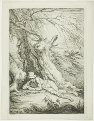 Brigant, der unter einem Baum liegt