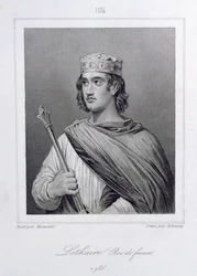 Lothar (941-986), König von Frankreich, graviert von Delannoy