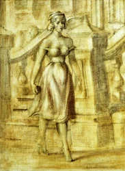 Spazierende Dame: Ein Doppelgemälde