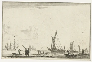 Binnengewässer mit verschiedenen Segelschiffen