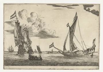 Zwei Kriegsschiffe und eine Yacht