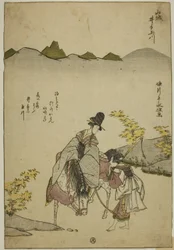 Der Ide-Juwelenfluss in der Provinz Yamashiro (Yamashiro Ide no Tamagawa), aus einer unbetitelten Serie von sechs Juwelenflüssen