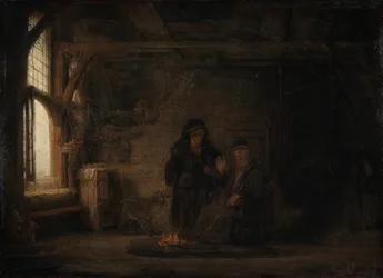 Die Frau des Tobias mit einer Ziege